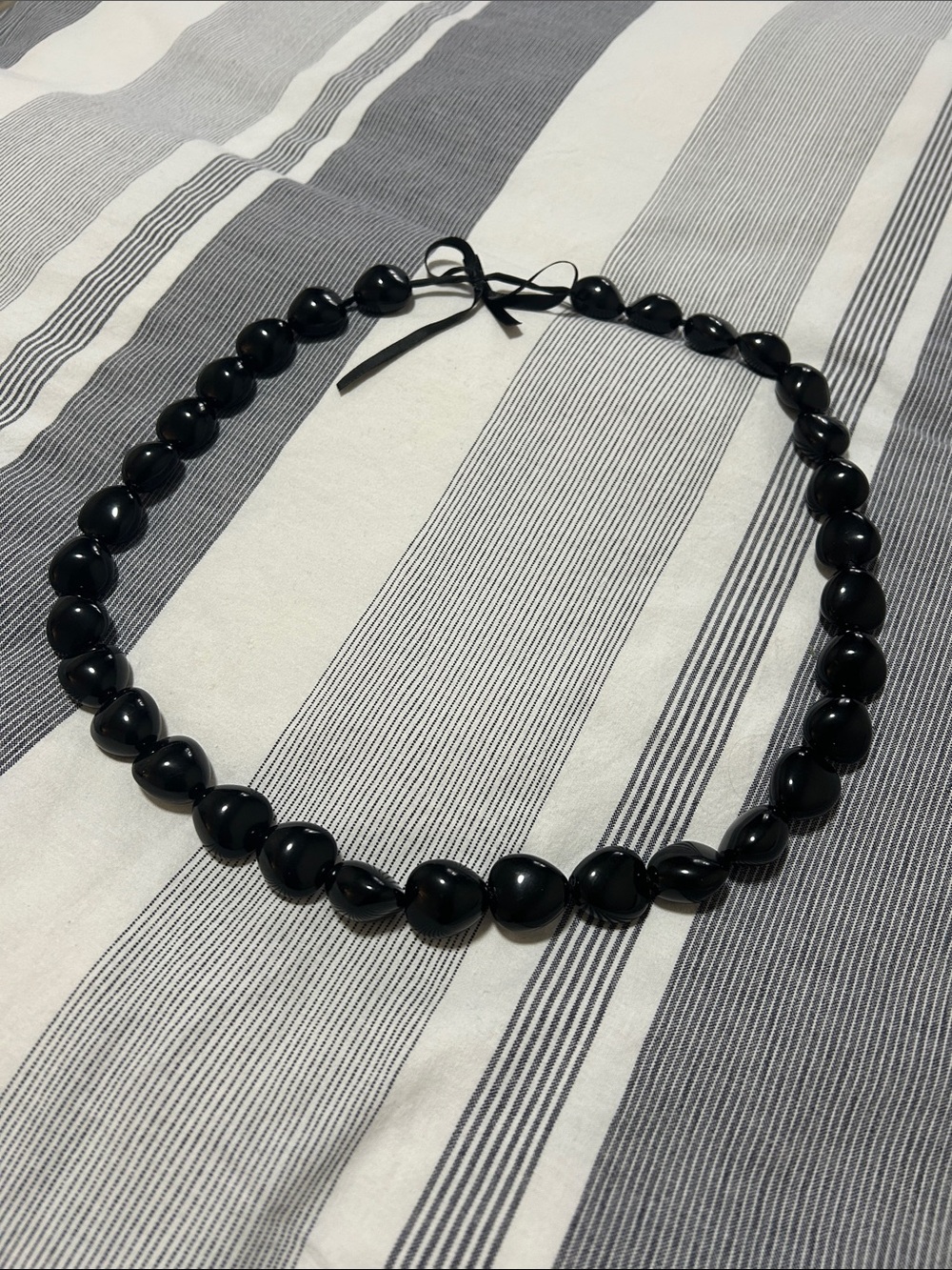 Black Beaded Tie-Back Necklace
